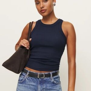 Reformation Navy Tasha Tank Top